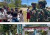 Binter Anak Papua Cerdas, Satgas Yonif 521/DY Bagikan Buku di Distrik Napua*
