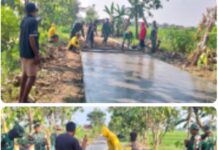 *“Semangat Tanpo Sambat”, Satgas TMMD dan Warga Kejar Penyelesaian Pengecoran Jalan Jelang Penutupan TMMD Reguler ke-128 Kodim Sragen*