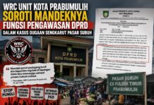 WRC PAN-RI Unit Kota Prabumulih Soroti Mandeknya Fungsi Pengawasan DPRD dalam Dugaan Sengkarut Pasar Subuh