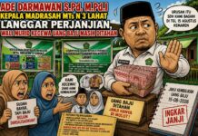 “ADE DARMAWAN S.Pd. M.Pd.I KEPALA MADRASAH MTs N 3 LAHAT LANGGAR PERJANJIAN WALI MURID KECEWA UANG BAJU MASIH DITAHAN”